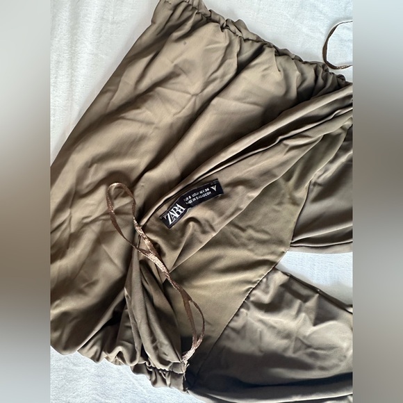 Zara Olive Green Wrap Halter Top - Picture 2 of 2